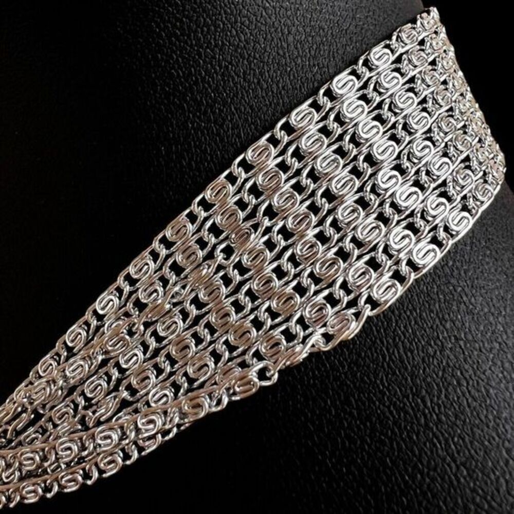 VINTAGE SARAH COVENTRY Women's Choker 8 Strand Silver Tone Aluminum 15 in - Picture 10 of 16